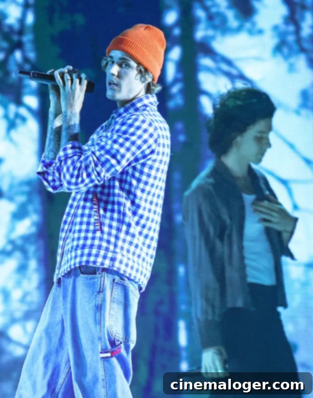 Justin Bieber and Shawn Mendes at the 2020 American Music Awards