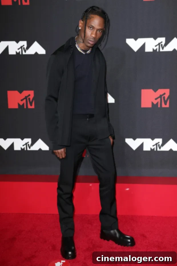 Travis Scott Thanks Stormi at VMAs, Snubs Kylie Jenner Amid Second Pregnancy 2 Travis Scott at the 2021 MTV VMAs