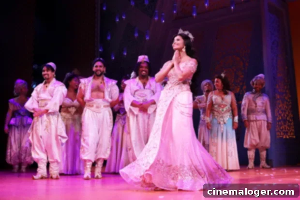 Shoba Narayan takes her first bow as Jasmine on re-opening night of ‘Aladdin’ on Broadway.