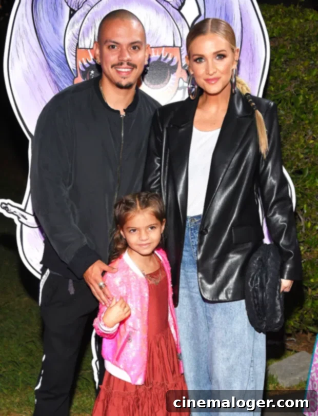 Red Carpet Cutie: Ashlee Simpson's Six-Year-Old Daughter Jagger Charms Alongside Parents 2 Ashlee Simpson, Evan Ross, and daughter Jagger Snow elegantly pose at the L.O.L. Surprise! movie premiere, showcasing their coordinated family fashion.