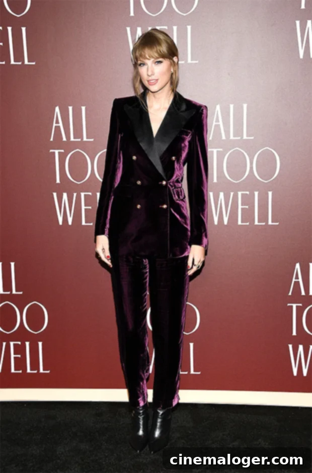 Taylor Swift Shines in Velvet Suit For All Too Well Premiere Alongside Dylan OBrien and Sadie Sink 2 taylor swift