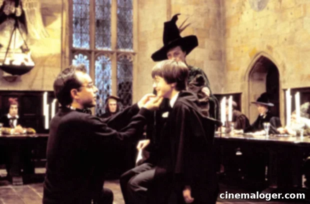 Chris Columbus: Sorcerers Stone VFX Rerelease and Marauders Film Outlook 2 Chris Columbus with Daniel Radcliffe and Maggie Smith filming the first Harry Potter film.