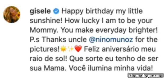 Tom Brady and Gisele Bundchen Celebrate Daughter Vivian's 9th Birthday with a 'Daddy Loves You' Message 3 Gisele Bundchen shares a loving Instagram birthday message for her daughter Vivian Lake Brady, featuring a beautiful photo of them together in the water.