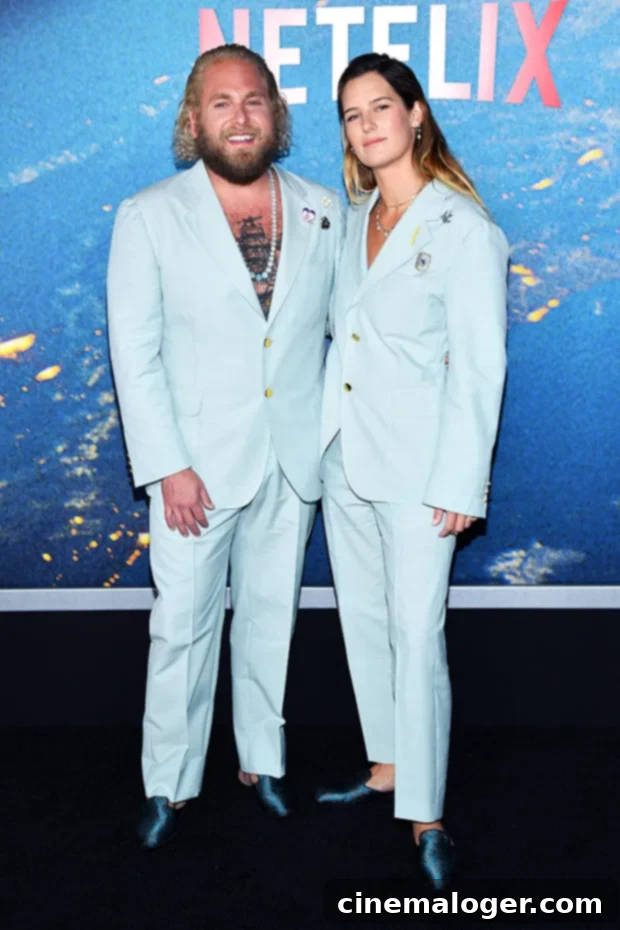 Jonah Hill and Sarah Brady Rock Matching Blue Suits at Dont Look Up Premiere 2 Jonah Hill Sarah Brady