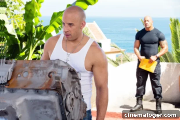 The Rock Blasts Vin Diesel's Fast Franchise Manipulation 3 Vin Diesel as Dominic Toretto with Dwayne Johnson as Luke Hobbs
