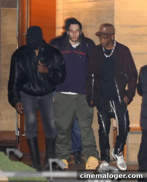 Chaney Jones Channels Kim K's Signature Catsuit Look Alongside Kanye West And Travis Scott 3 Kanye West & Travis Scott
