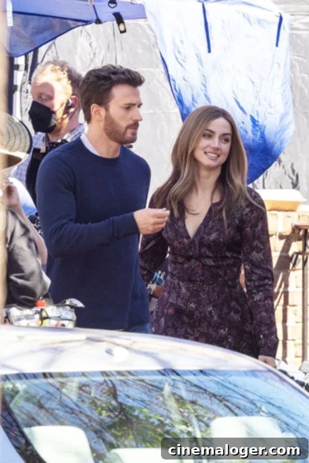 Chris Evans And Ben Afflecks Ex Ana de Armas Spark Romance Talk On Set 2 Ana de Armas and Chris Evans share a laugh on the set of 'Ghosted'