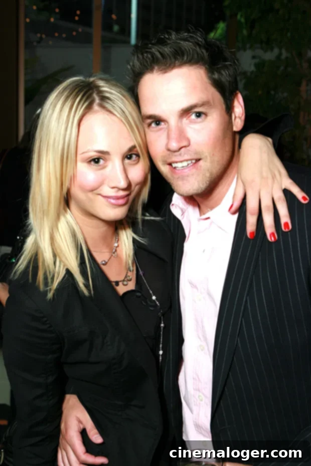 Kaley Cuoco's Romantic Journey Her Path to Tom Pelphrey 4 Kaley Cuoco and Jaron Lowenstein attending The Break-Up premiere in 2006