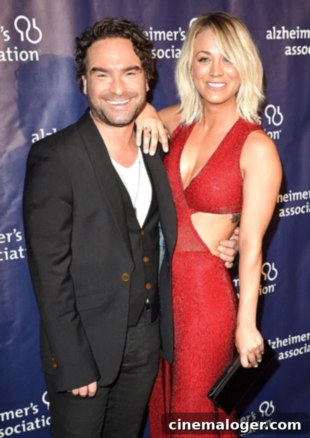 Kaley Cuoco's Romantic Journey Her Path to Tom Pelphrey 6 Johnny Galecki and Kaley Cuoco posing at an Alzheimer’s Association event in 2016