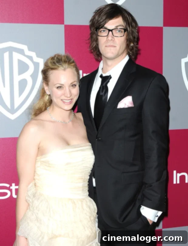 Kaley Cuoco's Romantic Journey Her Path to Tom Pelphrey 7 Kaley Cuoco and Christopher French at The 68th Annual Golden Globe Awards, Warner Bros and Instyle after party in 2011