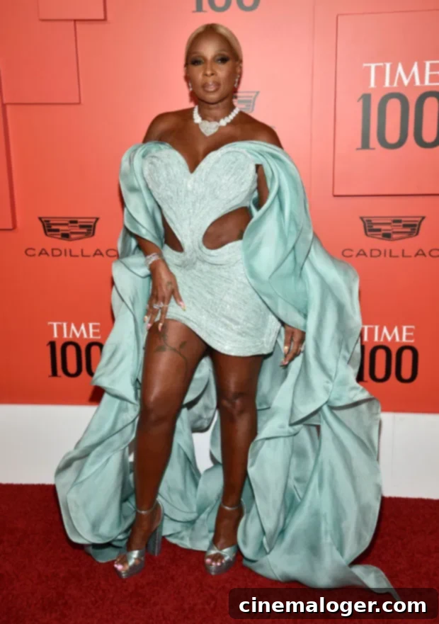 Mary J. Blige Ignites Time 100 Gala in Bold Turquoise Ensemble 2 Mary J. Blige at the Time 100 Gala