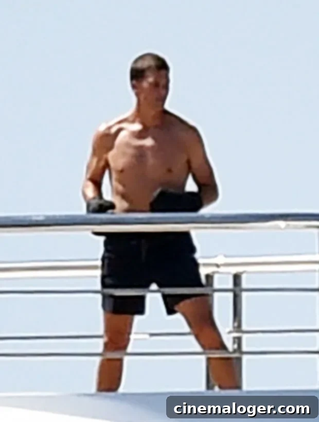 Tom Brady Throws Shirtless Punches Aboard Luxury Yacht in Italy with Gisele 2 Tom Brady training on a yacht in Portofino, Italy