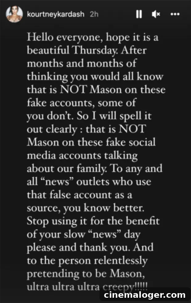 Kourtney Kardashian addresses fake social media accounts