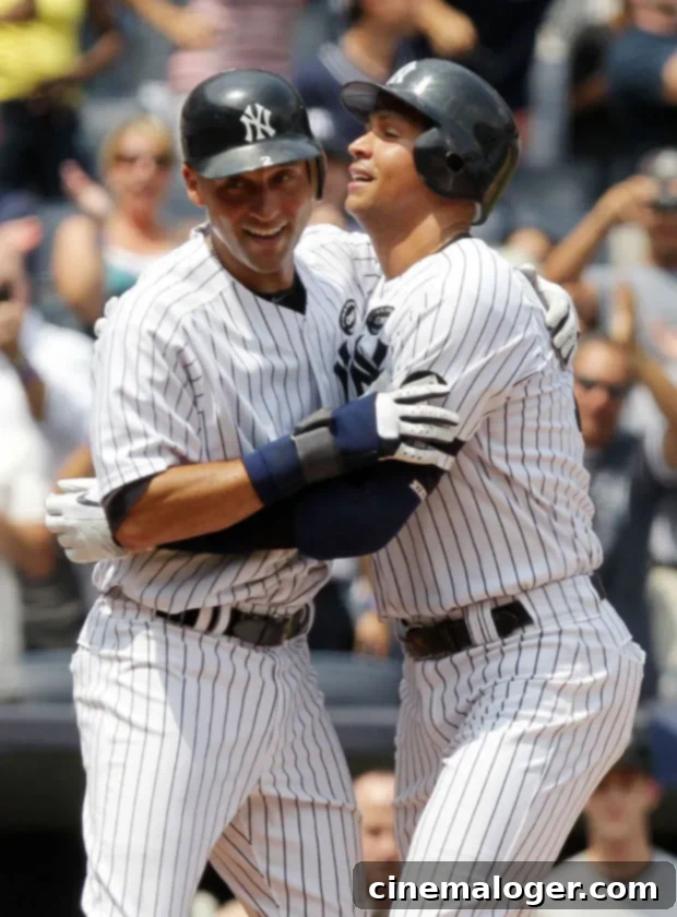 Derek Jeter Clarifies A-Rod Relationship After 'Not A True Friend' Comment 2 Alex Rodriguez playing baseball for the Yankees.