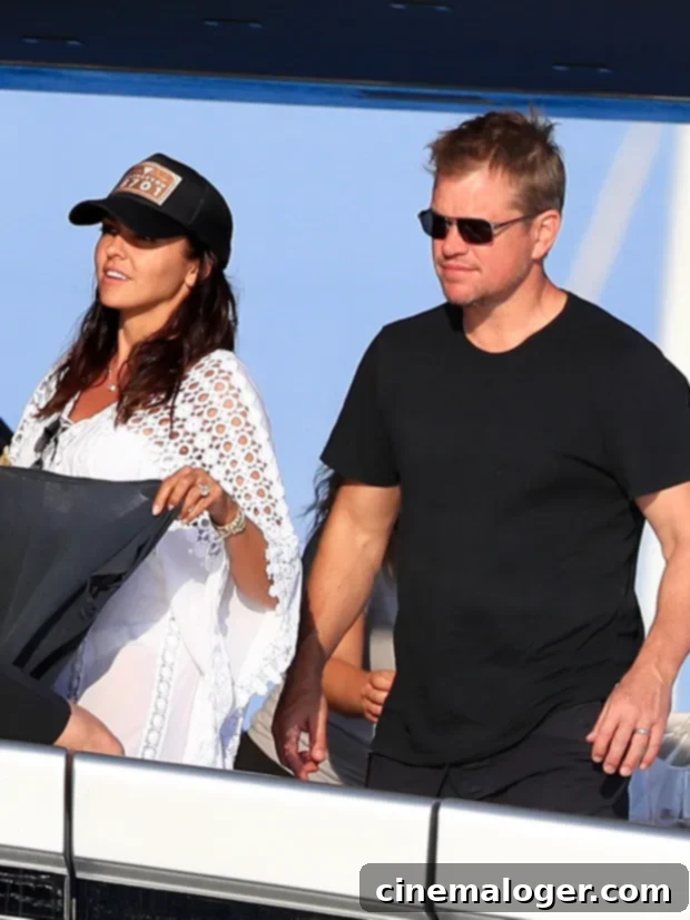 Damon and Hemsworth Families Enjoy Australian Beach Outing 2 Chris Hemsworth, Elsa Pataky, Matt Damon, and wife Luciana Barroso enjoy a day on a yacht in 2019