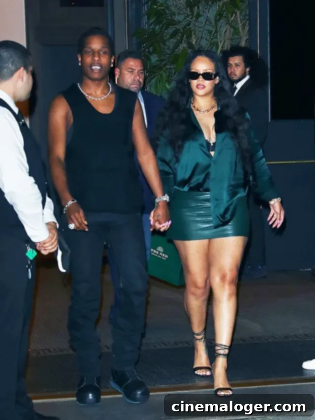 Rihanna and A$AP Rocky leave The Ned Hotel in NYC.