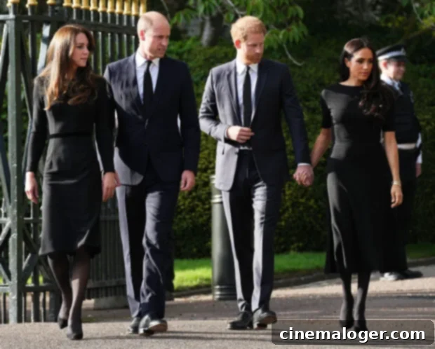 First Photos: Harry and Meghan Reunite with William and Kate to Mourn Queen 2 Kate Middleton, Prince William, Prince Harry and Meghan Markle reunited on Sept. 10, 2022.