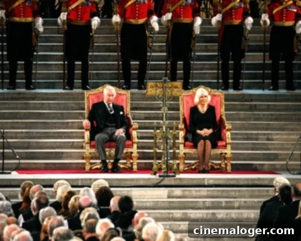 King Charles and Queen Camilla's Post-Elizabeth Throne Debut 2 King Charles III and Queen Consort Camilla on the throne