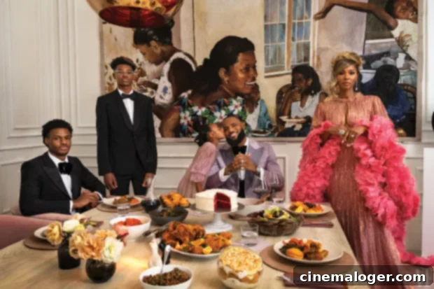 LeBron and Savannah James Unveil Glam Family Photos From Their LA Home 2 LeBron James Family Vanity Fair dinner photoshoot in their lavish home