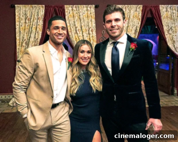 The Bachelor Season 27: Zach Shallcross Gets A Fresh Start After Heartbreak 3 Rachel Recchia with Zach Shallcross and Aven Jones during a significant moment on 'The Bachelorette.'