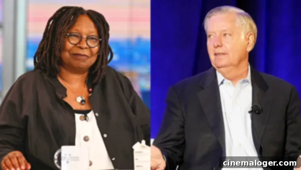 Whoopi Goldberg's Graham Joke Leads To The View Apology 2 Whoopi Goldberg on The View, discussing Senator Lindsey Graham.