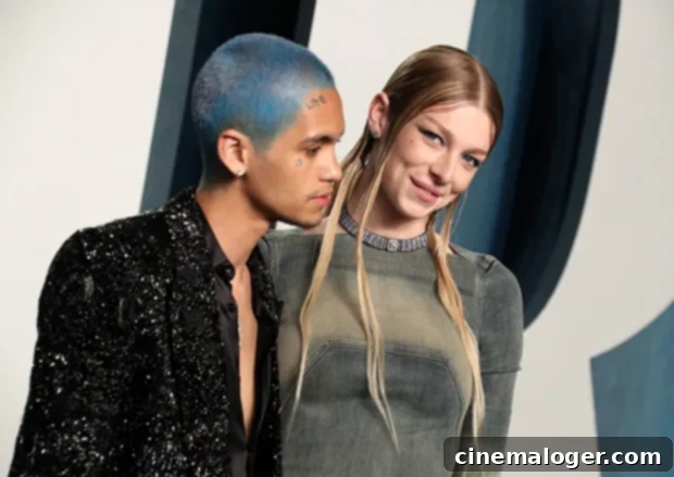 Hunter Schafer and Dominic Fike Their Journey from Euphoria Co-Stars to Real-Life Love Story 2 Hunter Schafer and Dominic Fike at Vanity Fair Oscars party