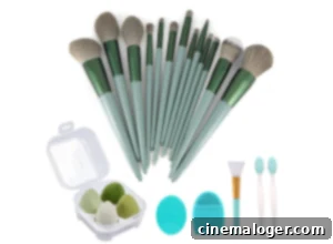 Discover Your Beauty's Secret Weapon: Now 55% Off 4 A 22-piece set of green makeup tools.