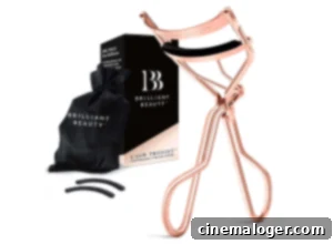 Discover Your Beauty's Secret Weapon: Now 55% Off 5 A rose gold eyelash curler with satin bag.