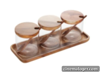 A set of clear glass jars.