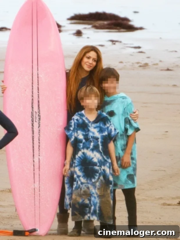 Shakira's Wetsuit Smiles: Beach Fun with Sons During Tax Fraud Battle 2 Shakira and her kids surfing in Cantabria, Spain