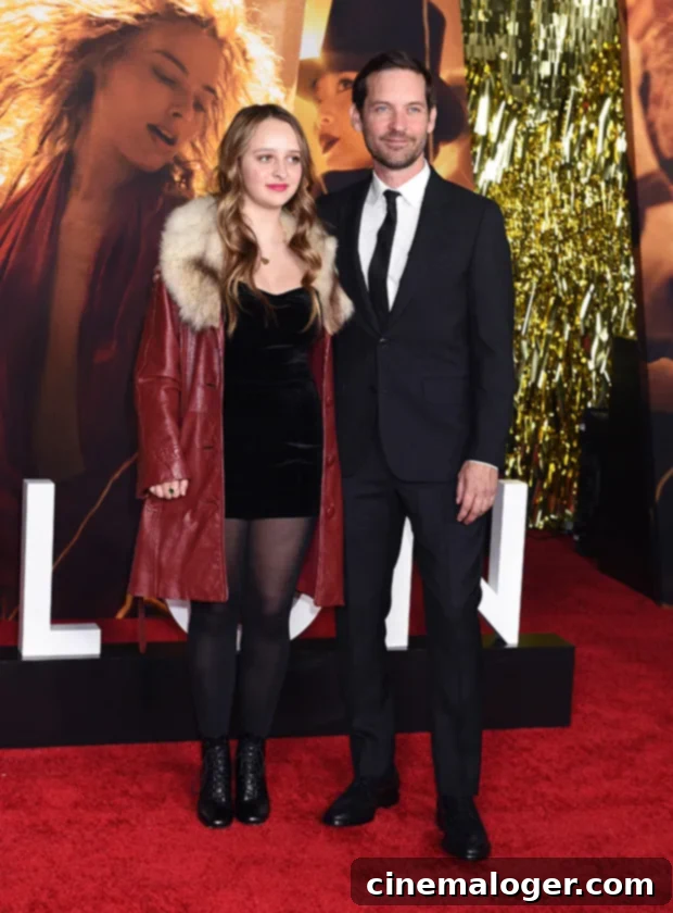 Tobey Maguire's 16-Year-Old Daughter Makes Her Grown-Up Red Carpet Debut at Babylon Premiere 2 Tobey Maguire and daughter Ruby at Babylon premiere