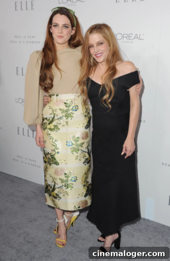 Lisa Marie Presley's Four Children Their Lives and Her Tragic Loss 2 LOS ANGELES, CA - OCTOBER 16: Riley Keough and Lisa Marie Presley arrive at ELLE's 24th Annual Women in Hollywood Celebration at Four Seasons Hotel Los Angeles at Beverly Hills on October 16, 2017 in Los Angeles, California. (Photo by Jon Kopaloff/FilmMagic)