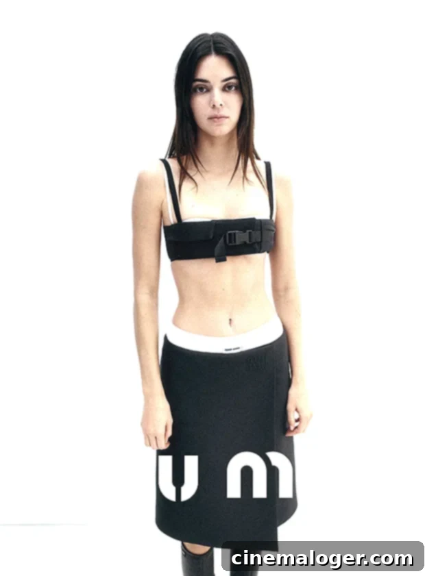 Kendall Jenner Dominates Miu Miu Campaign in Bold Crop Top and Low-Rise Skirt 2 Kendall Jenner
