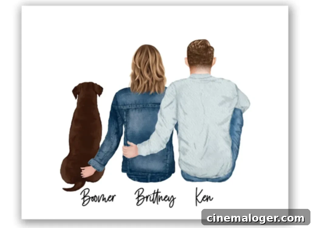 Personalized Couple & Dog Art Print