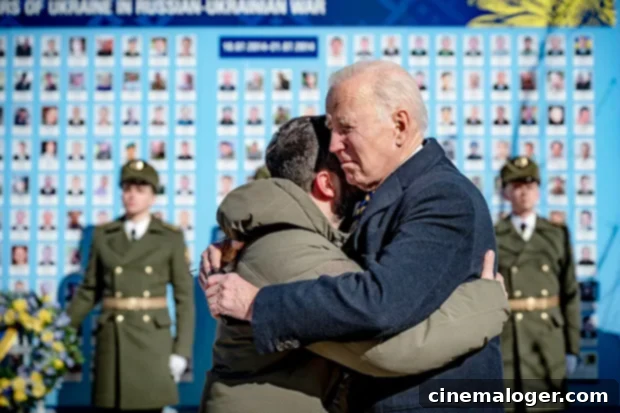 Zelenskyy greets Biden as he arrives in Ukraine.
