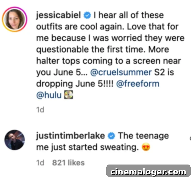 JT's Teen Self 'Sweats' Over Jessica Biel's Blast From The Past 2 Jessica Biel's 90s fashion throwback