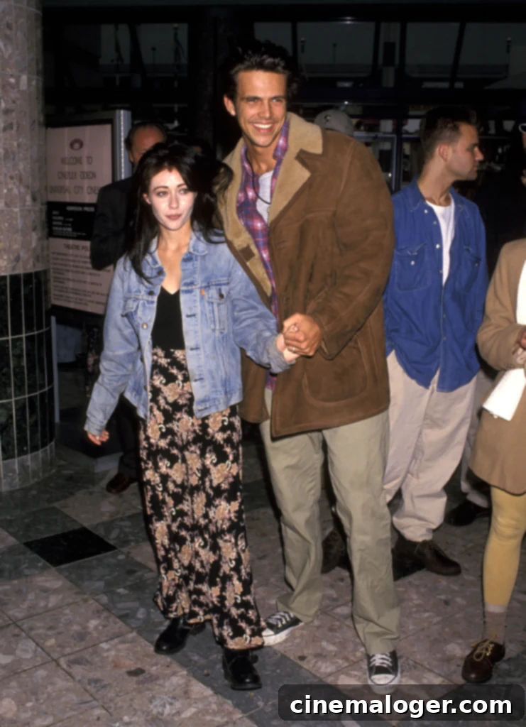 Shannen Doherty's Love Story: Her Three Marriages Explored 4 Shannen Doherty and Ashley Hamilton at an event in the 90s.