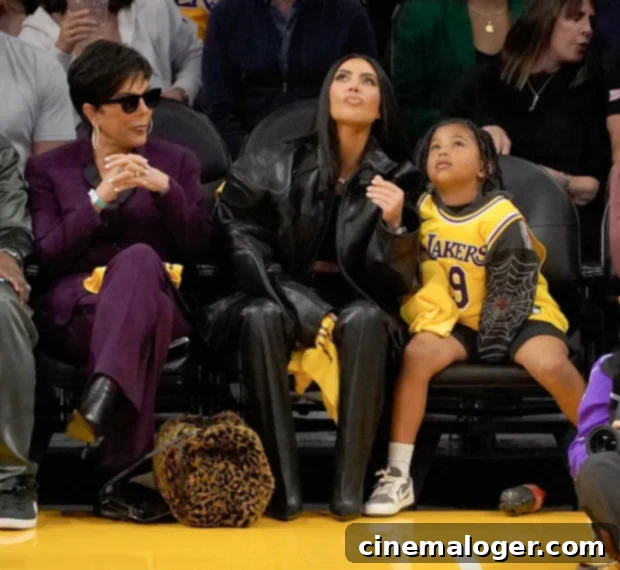 Kim Kardashian and Son Saint, 7, Rally for Tristan Thompson at Lakers Game 3 kim kardashain saint west kris jenner