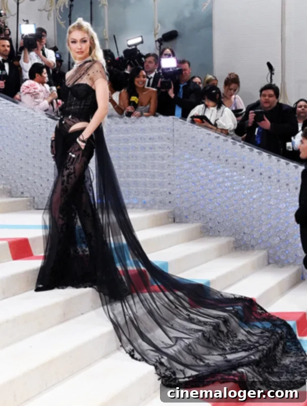 Gigi Hadid Embraces Gothic Glamour in Sheer Met Gala Ensemble 2 Gigi Hadid at the Met Gala 2023