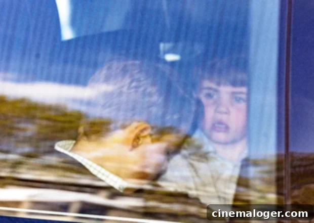 Prince Louis in car for coronation rehearsal