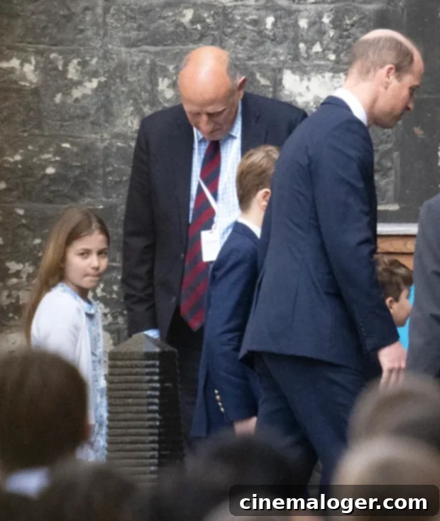Prince William walks with his three kids at dress rehearsal
