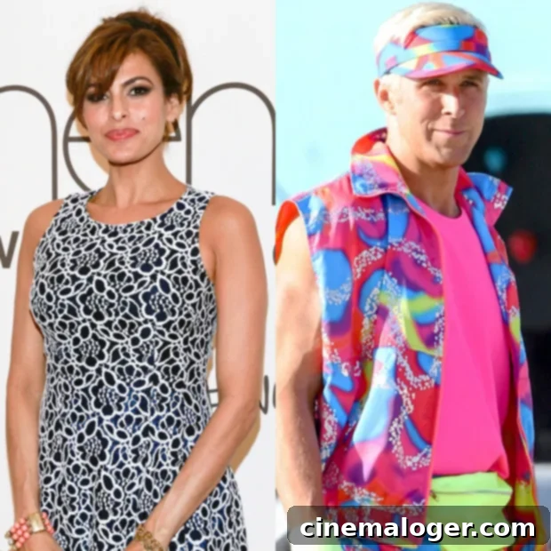 Eva Mendes Rocks Ryan Gosling's Ken On Her Tee 2 Eva Mendes and Ryan Gosling are one of Hollywood's most beloved and private couples, often supporting each other's endeavors, pictured here together.