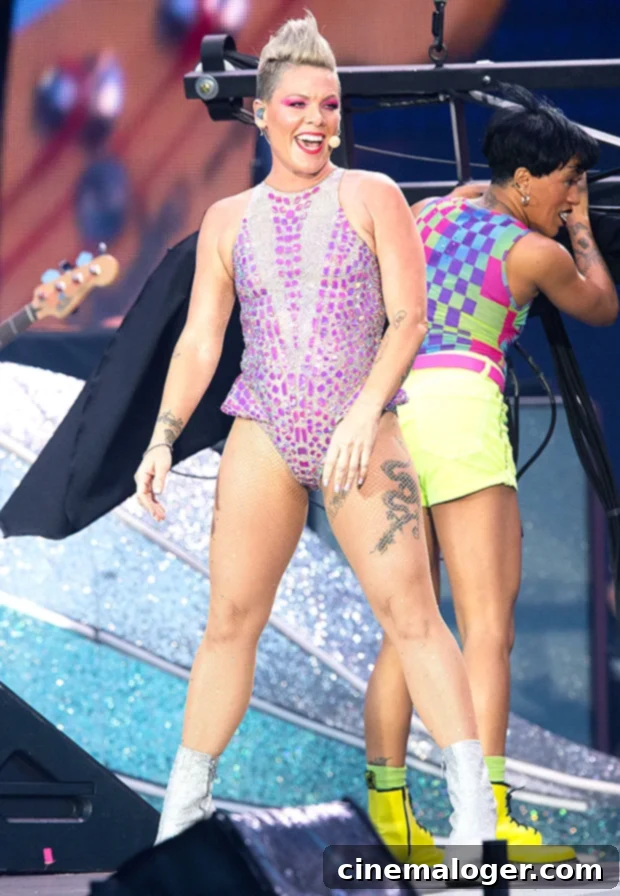 P!nk performs at the British Summertime Festival.