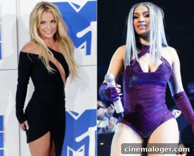 Britney Spears Sizzles in Mini Dress, Grooving to Cardi B 2 Britney Spears and Cardi B - two powerful female artists known for their distinct styles and chart-topping hits.