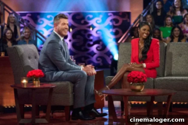 Charity Lawson and Jesse Palmer discussing during Men Tell All