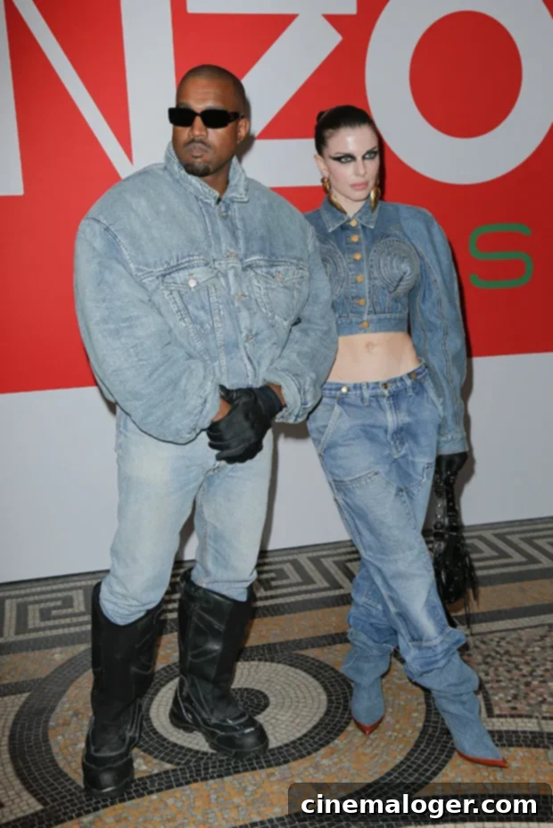 Julia Fox Details Sexless Romance with Kanye West 2 Julia Fox and Kanye West walking together, looking stylish.