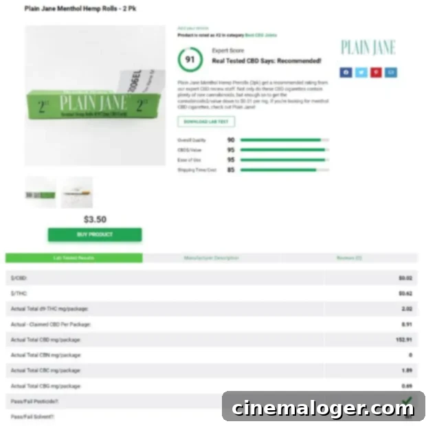 The Premier CBD Pre-Rolls of 2023 4 Plain Jane Menthol Hemp Rolls – 2 Pk