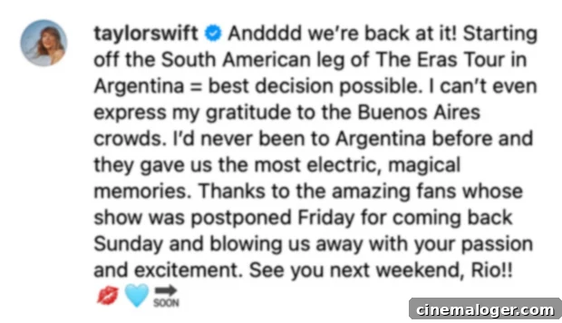 Taylor Swift Discretely Acknowledges Travis Kelce Kiss in New Message 2 Taylor Swift and Travis Kelce's viral kiss in Argentina, a moment that captured global attention during the Eras Tour.