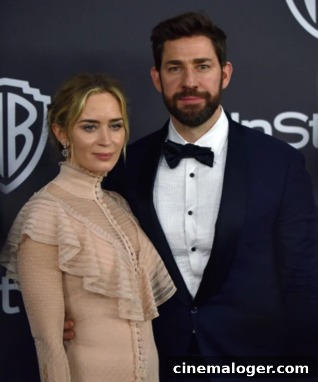 Emily Blunt and John Krasinski at a Golden Globes party