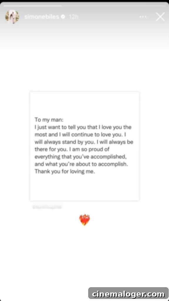 Simone Biles' Instagram Story dedicated to Jonathan Owens